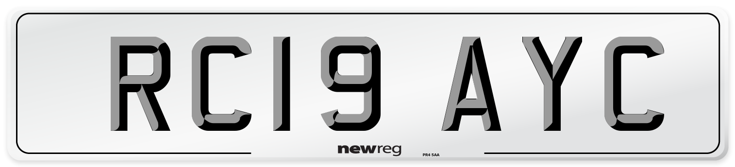 RC19 AYC Number Plate from New Reg